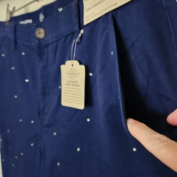St. John's Bay Navy Rhinestone Embellished Girlfriend Chino Mid-Rise Pants 14 - Picture 4 of 9